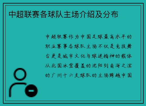 中超联赛各球队主场介绍及分布