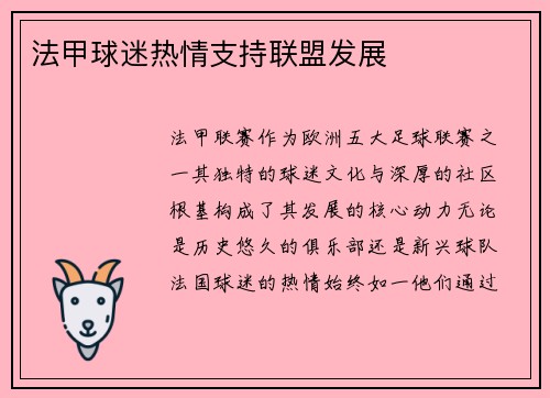 法甲球迷热情支持联盟发展